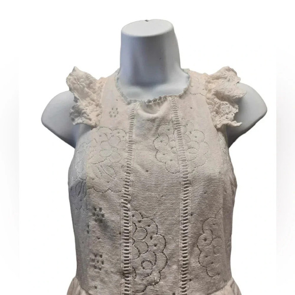 Altar'd State White Lace Lined Flutter Sleeve Sleeveless Mini Dress Size Small - Picture 3 of 8